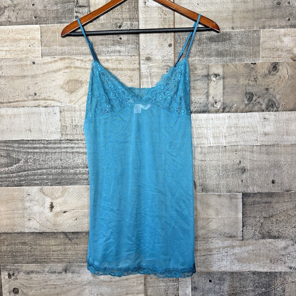 Vintage 2001 Victoria's Secret Lace Sheer Teal Chemise Babydoll Y2K Size M